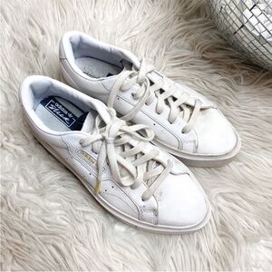 Adidas White Super Sleek Pointed Toe Platform Leather Sneakers